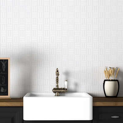 Royal White Glossy Meshed Zellige Look Ceramic Mosaic 12×12 (MS80001)