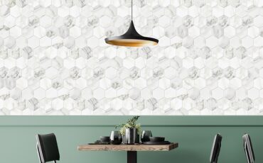 Calacatta gold polished hexagon marble mosaic kitchen wall