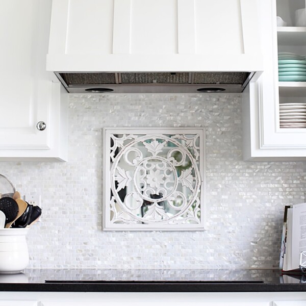 Madre Perla Polished 3/5×1 Mini Staggered Iridescent Shell Mosaics 12×12