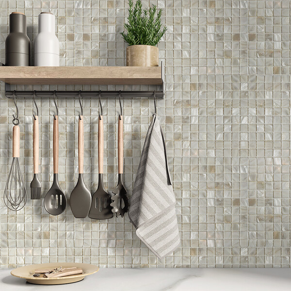 Madre Perla Polished 1×1 Iridescent Shell Mosaics 12×12