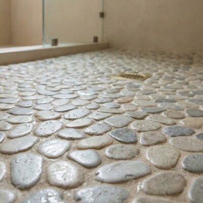 Silver Sky Tumbled  Pebble Mosaics 12×12 (MS90583) Room Scene Image