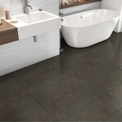 Gray Fousanna Honed Limestone Tile 12×24 (TL16308) Bianco Dolomiti Honed Marble Tile 2 3/4×5 1/2 (TL18449)