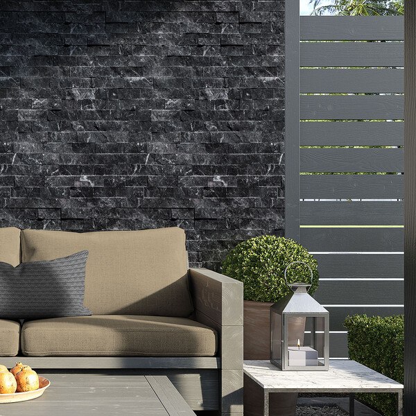 Graphite Black Rock Face Marble Ledger Panel 6×24