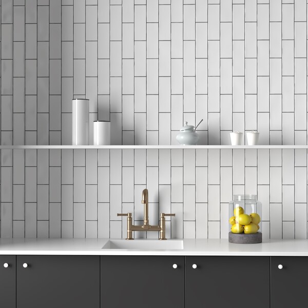 Blanco Real Glossy Subway Ceramic Tiles 3×9