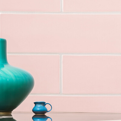 Blush Glossy Subway Zellige Look Ceramic Tile 4×12 (TL18361)