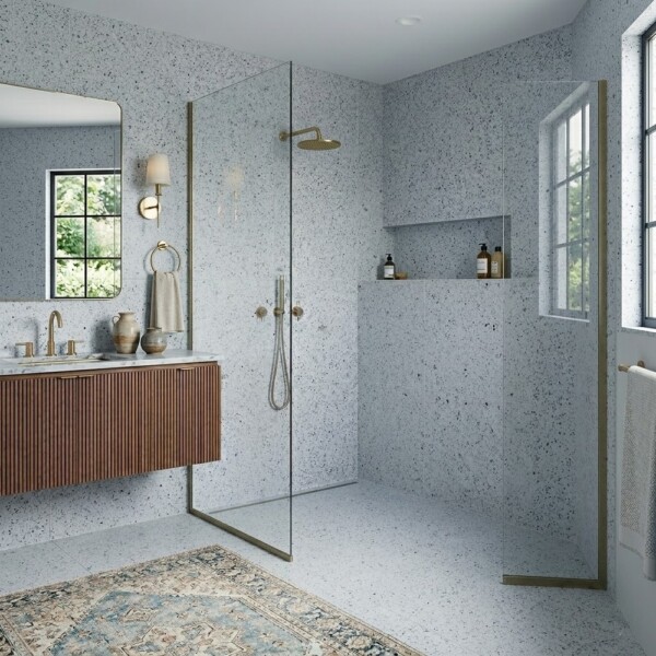 Graphite Matte Terrazzo Tiles 8×8
