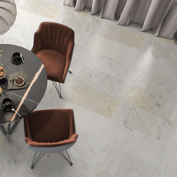 Fusion White Honed Marble Tiles 12×24