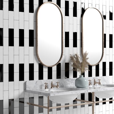 Charcoal Glossy Ceramic Tile 3×9 (TL19217)