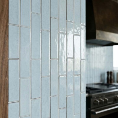 Slate Glossy Zellige Look Terracotta Tiles 2 1/4×7 7/8 (TL80563) Room Scene Image