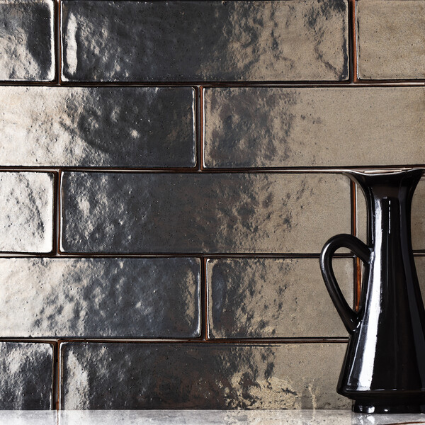Silver Glossy Zellige Look Glazed Terracotta Tiles 2 1/4×7 7/8