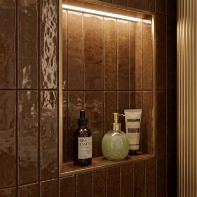 Oak Glossy Zellige Look Terracotta Tiles 2 1/4×7 7/8 (TL80570) Room Scene Image