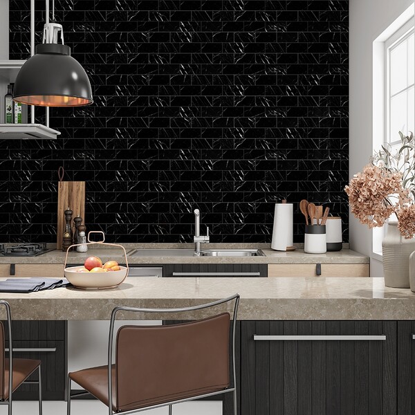 Black Polished  Marble Tiles 2 3/4×5 1/2