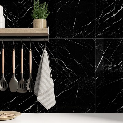 Black Polished Marble Tile 12×12 (TL90213)