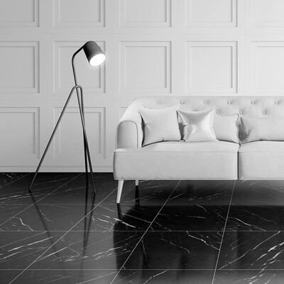 Black Polished Marble Tile 18×18 (TL90747)