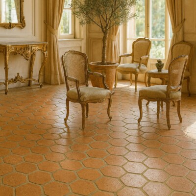 Hexagono Natural Hexagon Terracotta Tile 6×6 (TL90806) Room Scene Image