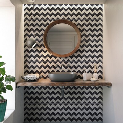 Handmade Chevron Honed Cement Tile 8×8 (TL90841)