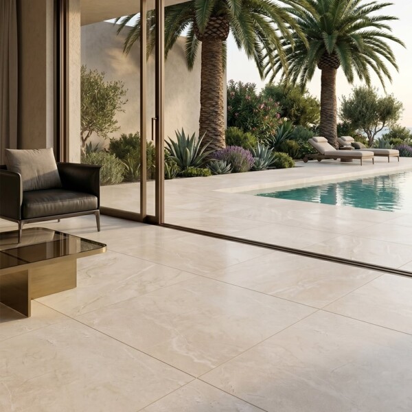 Vanilla Shadow Leather Marble Pavers 24×24