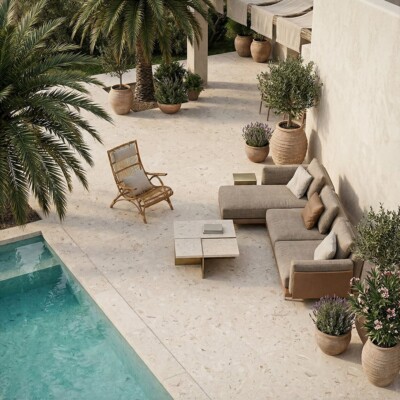Shell Reef Tumbled Limestone Pavers 16×16 (TL91255) Room Scene Image
