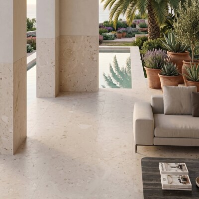 Shell Reef Tumbled Limestone Pavers 18×36 (TL91257) Room Scene Image