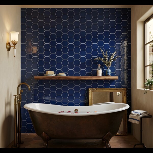 Azul Laguna Glossy Hexagon 4 Ceramic Tiles 4×4