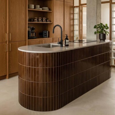 Burnt Caramel Glossy Ceramic Tiles 1 1/2×11 3/8 (TL91521) Room Scene Image