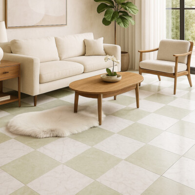 Ming Green, Italian Carrara Polished Checkerboard Pattern Marble Bundle 12×12 (TL91530)