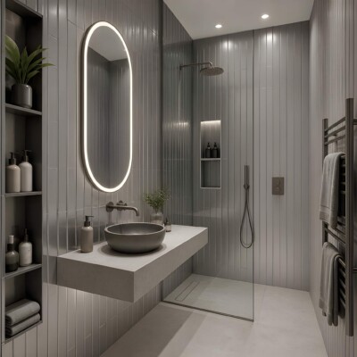 Nickel Metallic Subway Glass Tiles 3×9 (WCG10039) Room Scene Image