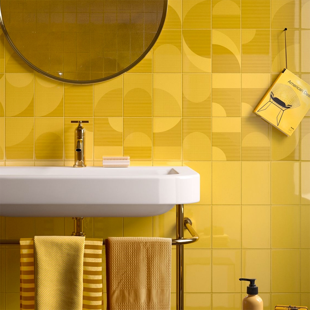 Dark Yellow Glossy Ceramic Tile 4 3, Yellow Ceramic Tile 4×4
