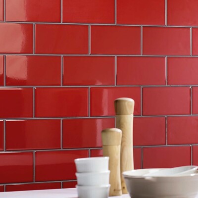 Rosso Glossy Ceramic Tile 4×8 (WIS12195)