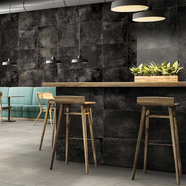 Cemento Black Honed  Concrete Look Porcelain Tiles 12×24