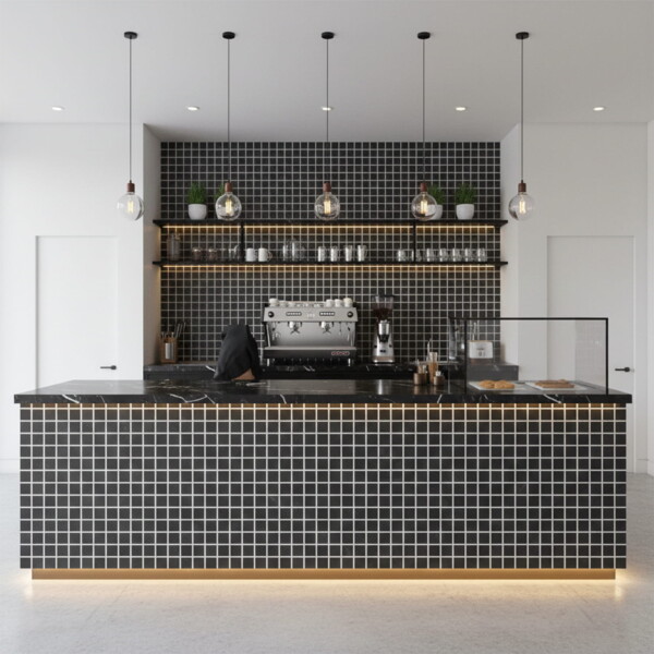 Gray Stone Gloss 1×1 Marble Look Porcelain Mosaics 12×12