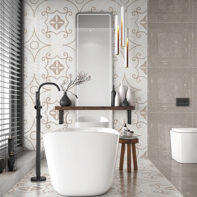 Gracia Aria Polished Marble Decorative 24×24 (WMC10021) Gris Fawn Polished Downtown Marble Patterns 24×24 (WMC10029)