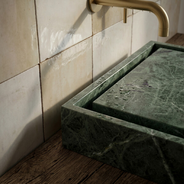 Verde Tia Honed Bauhaus Marble Sink 20×20