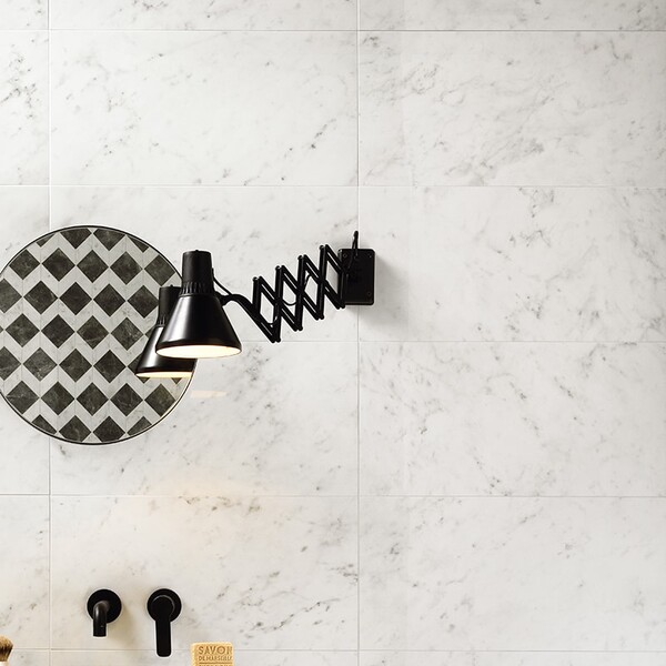 Carrara Blanco Polished  Marble Look Porcelain Tiles 12×24