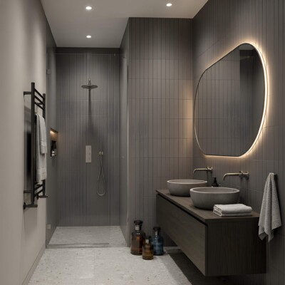 Gris Oscuro Natural Subway Slate Look Porcelain Tiles 4×12 (WNB00478) Room Scene Image