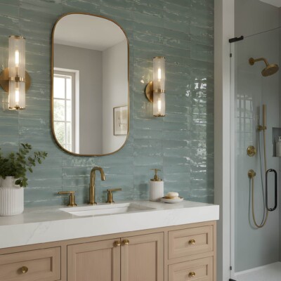 Fusion Acquamarina Polished Zellige Look Porcelain Tiles 2 1/2×10 (WNB00564) Room Scene Image