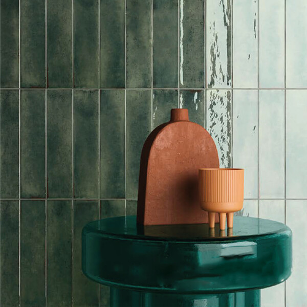 Fusion Smeraldo Polished Zellige Look Porcelain Tiles 2 1/2×10