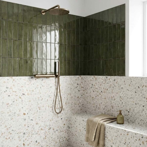 Fusion Smeraldo Polished Zellige Look Porcelain Tiles 2 1/2×10