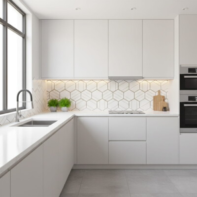 Arctic Style Polished Craft Hexagon Porcelain Mosaics 11 1/5×13 5/8 (WNR00015) Room Scene Image