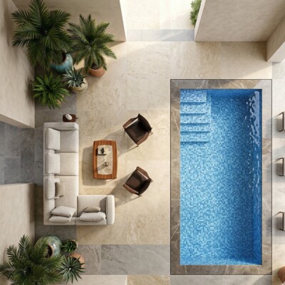 Blue Macauba Glossy 1×1 Glass Mosaics 12×18 (WOX10107) Room Scene Image