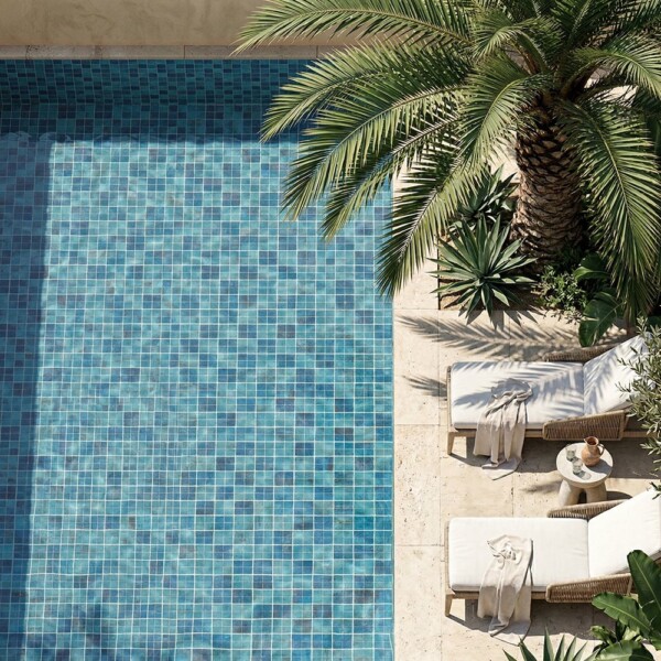 Forest Blue Anti Slip 1×1 Glass Mosaics 12×12