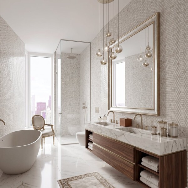 Opalo White Multi Finish Hexagon Glass Mosaics 11 3/4×11 1/2