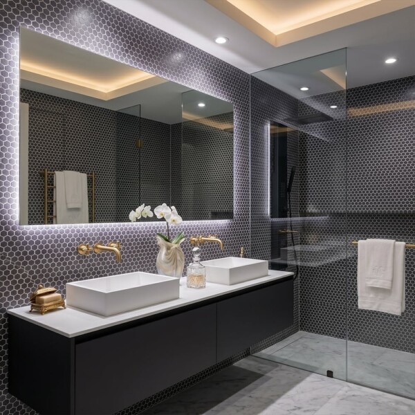 Antracite Honed Hexagon Glass Mosaics 11 3/4×11 1/2