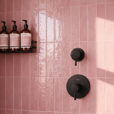 Roca Flow Velvet Pink Polished  Ceramic Tiles 3×12 (WRT12611) Room Scene Image