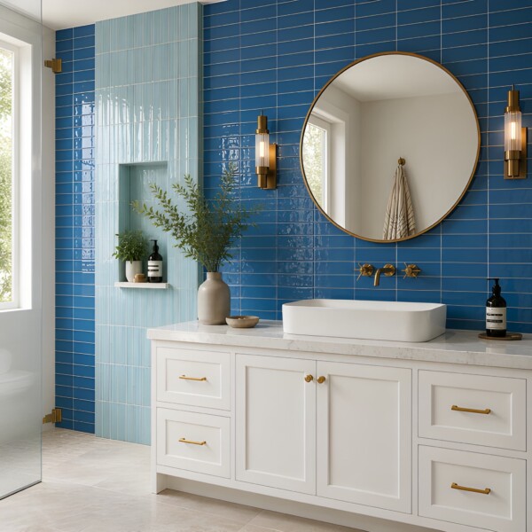 Roca Flow Atoll Blue Polished Ceramic Tiles 3×12