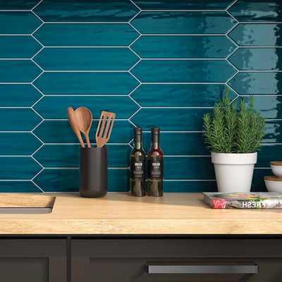 Roca Flow Peacock Green Polished Ceramic Tile 3×12 (WRT12620)
