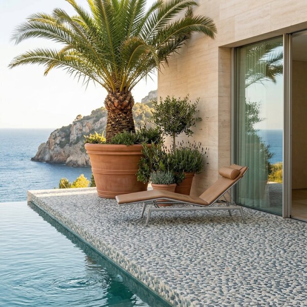 Silver Quartz Natural Pebble Mosaics 12×12