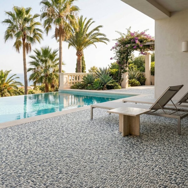 Silver Quartz Natural Pebble Mosaics 12×12