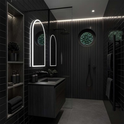 Noir Matte Subway Ceramic Tiles 4×12 (WVT00238) Room Scene Image