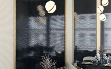 Black polished glass mosaic tile wall